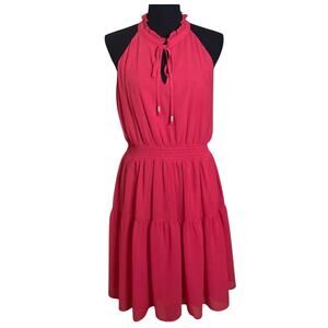 Vince Camuto Tiered Ruffle Smocked Dress Size 14P Pink